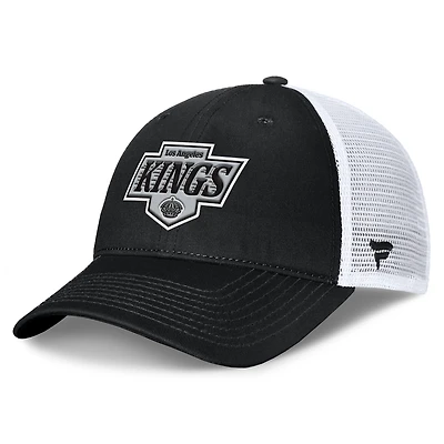 Men's Fanatics Black/White Los Angeles Kings Core Primary Logo Trucker Adjustable Hat