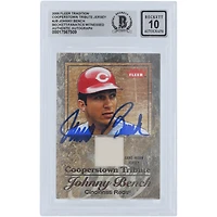 Johnny Bench Cincinnati Reds Autographed 2005 Fleer Tradition Cooperstown Tribute Jersey Relic #CT-JB Beckett Fanatics Witnessed Authenticated 10 Card