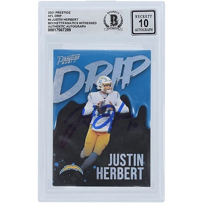 Justin Herbert Los Angeles Chargers Autographed 2021 Panini Prestige NFL Drip #ND-JH Beckett Fanatics Witnessed Authenticated 10 Card