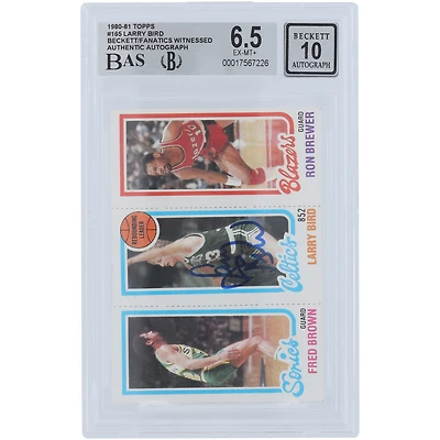 Larry Bird Boston Celtics Autographed 1980-81 Topps #165 Beckett Fanatics Witnessed Authenticated /10 Rookie Card