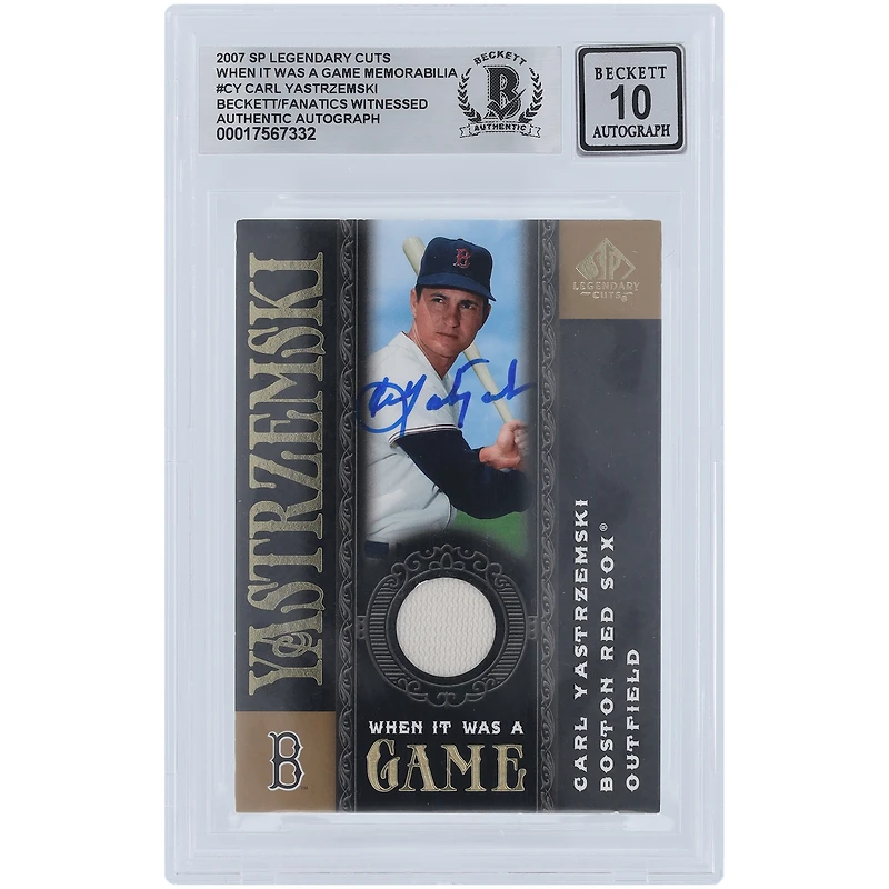 Carl Yastrzemski Boston Red Sox Autographed 2007 Upper Deck SP Legendary Cuts When It Was A Game Jersey Relic #WG-GY Beckett Fanatics Witnessed Authenticated 10 Card