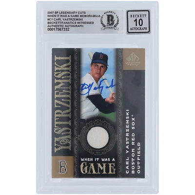 Carl Yastrzemski Boston Red Sox Autographed 2007 Upper Deck SP Legendary Cuts When It Was A Game Jersey Relic #WG-GY Beckett Fanatics Witnessed Authenticated 10 Card
