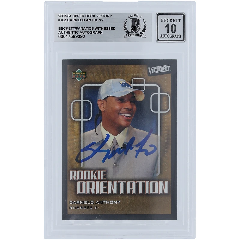 Carmelo Anthony Denver Nuggets Autographed 2003-04 Upper Deck Victory #103 Beckett Fanatics Witnessed Authenticated 10 Rookie Card
