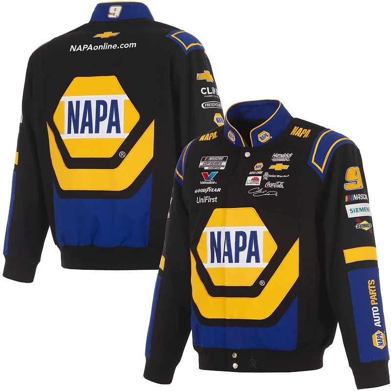 Men's JH Design Black/Royal Chase Elliott NAPA Full-Snap Twill Uniform Jacket