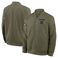 Men's Nike Olive Dallas Cowboys 2025 Salute to Service Sideline Full-Zip Bomber Jacket