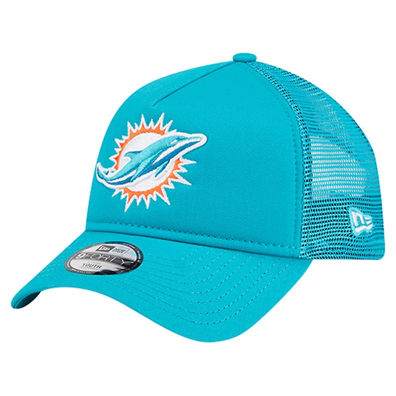 Youth New Era  Aqua Miami Dolphins Main A-Frame 9FORTY Adjustable Hat