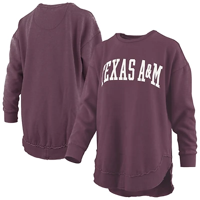 Women's Pressbox Maroon Texas A&M Aggies Melange Poncho Vintage Fleece Long Sleeve Pullover Sweatshirt