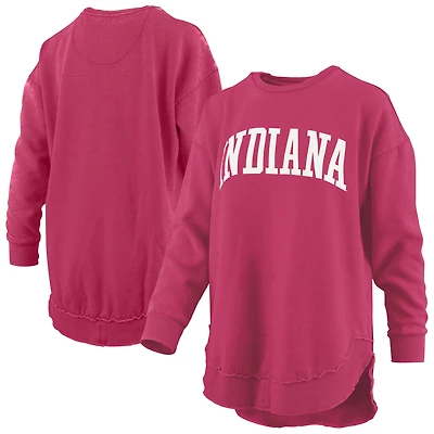 Women's Pressbox  Crimson Indiana Hoosiers Melange Poncho Vintage Fleece Long Sleeve Pullover Sweatshirt