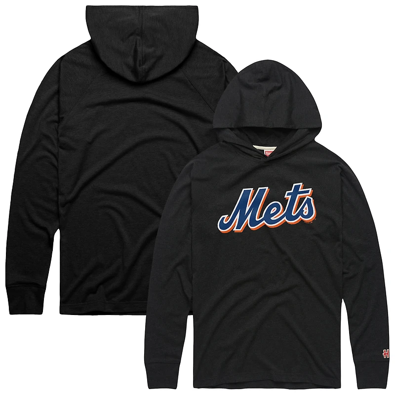 Men's Homage Charcoal New York Mets Lightweight Raglan Tri-Blend Pullover Hoodie