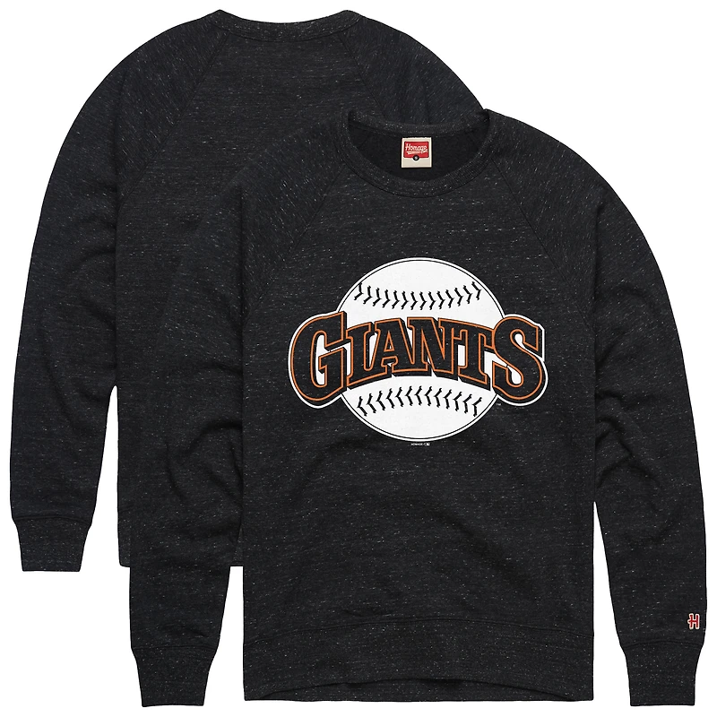 Men's Homage Charcoal San Francisco Giants Retro Tri-Blend Pullover Sweatshirt