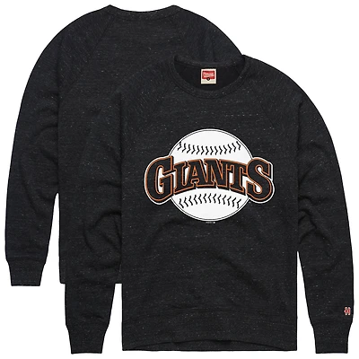 Men's Homage Charcoal San Francisco Giants Retro Tri-Blend Pullover Sweatshirt