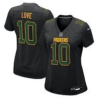 Women's Nike Jordan Love Black Green Bay Packers Fashion Game Jersey