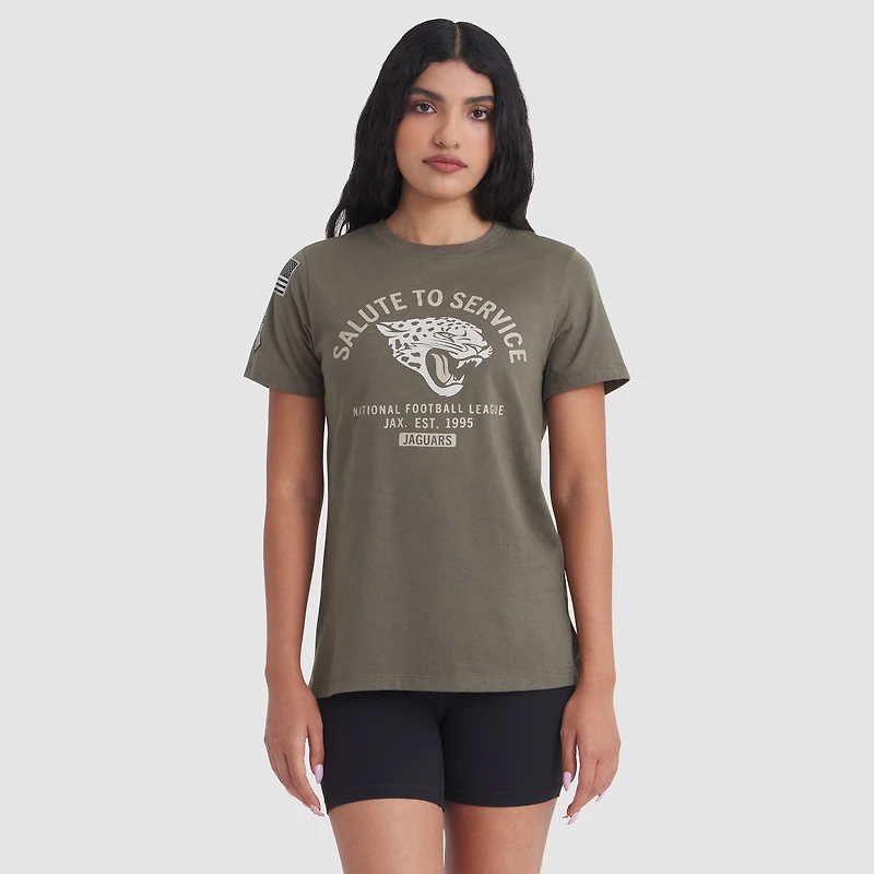 Women's Nike Olive Jacksonville Jaguars 2025 Salute to Service Sideline T-Shirt