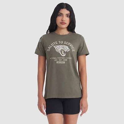 Women's Nike Olive Jacksonville Jaguars 2025 Salute to Service Sideline T-Shirt