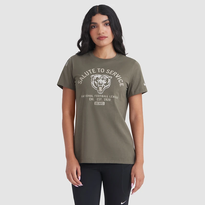 Women's Nike Olive Chicago Bears 2025 Salute to Service Sideline T-Shirt