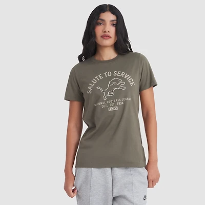 Women's Nike Olive Detroit Lions 2025 Salute to Service Sideline T-Shirt