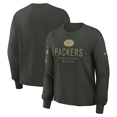 Women's Nike Dark Green Green Bay Packers 2025 Salute to Service Sideline Dri-FIT Long Sleeve T-Shirt