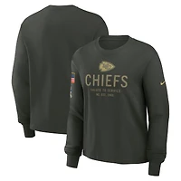 Women's Nike Dark Green Kansas City Chiefs 2025 Salute to Service Sideline Dri-FIT Long Sleeve T-Shirt