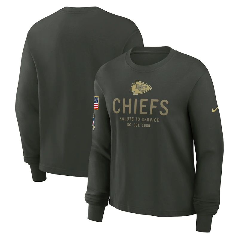 Women's Nike Dark Green Kansas City Chiefs 2025 Salute to Service Sideline Dri-FIT Long Sleeve T-Shirt