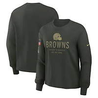 Women's Nike Dark Green Cleveland Browns 2025 Salute to Service Sideline Dri-FIT Long Sleeve T-Shirt