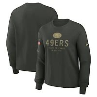 Women's Nike Dark Green San Francisco 49ers 2025 Salute to Service Sideline Dri-FIT Long Sleeve T-Shirt