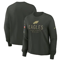 Women's Nike Dark Green Philadelphia Eagles 2025 Salute to Service Sideline Dri-FIT Long Sleeve T-Shirt
