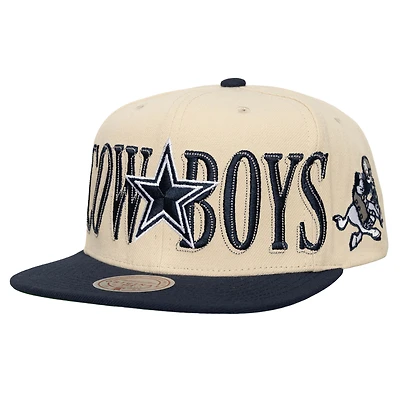 Men's Mitchell & Ness Cream Dallas Cowboys Across the Board Snapback Hat