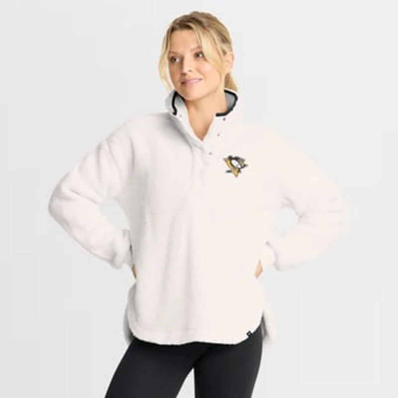 Women's Fanatics White Pittsburgh Penguins Rush Sherpa Half-Snap Pullover