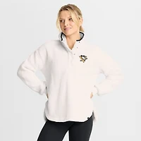 Women's Fanatics White Pittsburgh Penguins Rush Sherpa Half-Snap Pullover