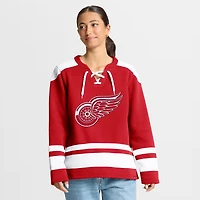 Women's Fanatics  Red Detroit Red Wings Icing Long Sleeve Lace Up Sweatshirt