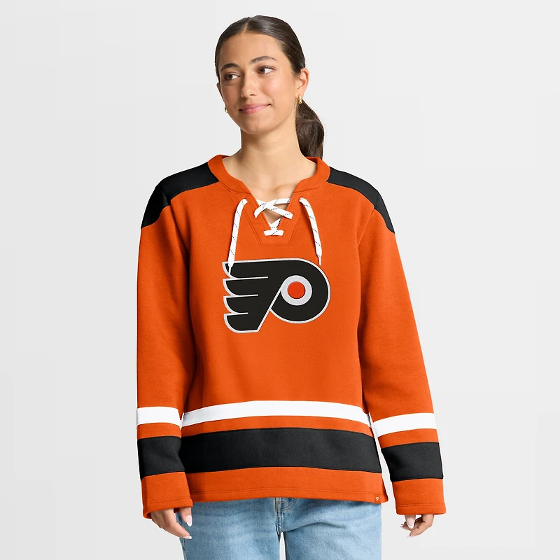 Women's Fanatics  Orange Philadelphia Flyers Icing Long Sleeve Lace Up Sweatshirt