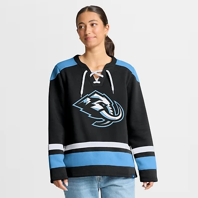 Women's Fanatics Black Utah Mammoth Icing Long Sleeve Lace Up Sweatshirt