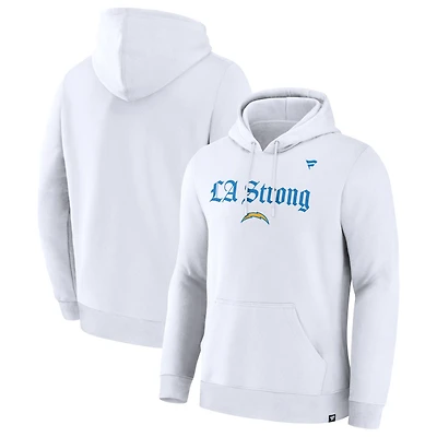 Unisex Fanatics  White Los Angeles Chargers LA Strong Premium Fleece Pullover Hoodie