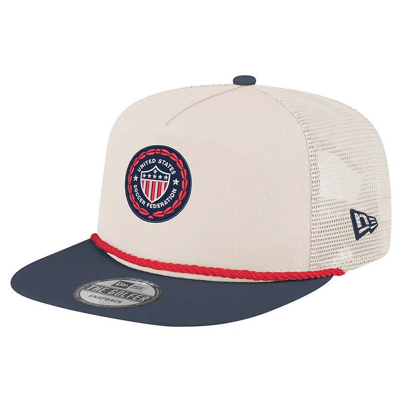 Men's New Era Cream USMNT Retro Golfer Snapback Hat