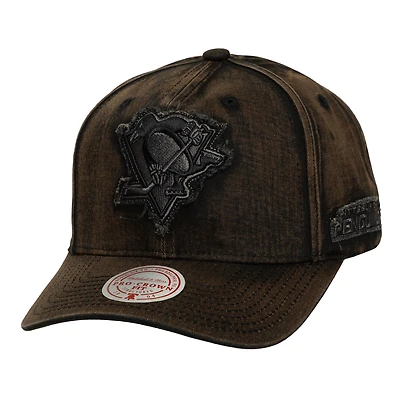 Men's Mitchell & Ness  Black Pittsburgh Penguins Downtown Snow Wash Pro-Crown Adjustable Hat