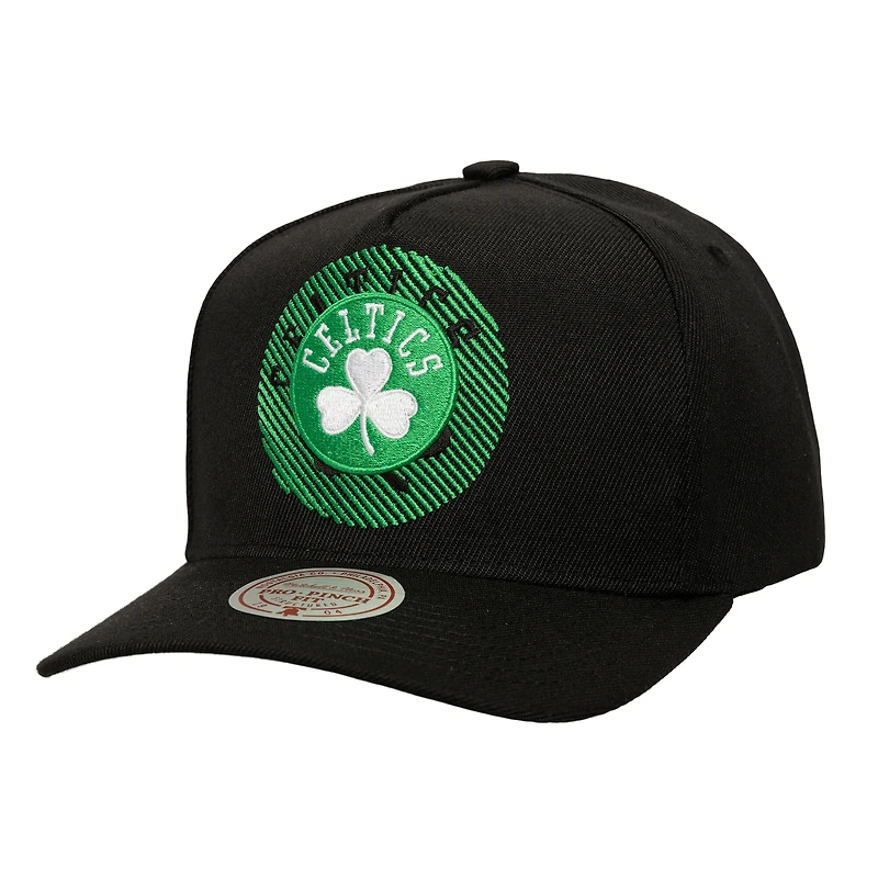 Men's Mitchell & Ness  Black Boston Celtics Tilted Pro Pinch Adjustable Hat