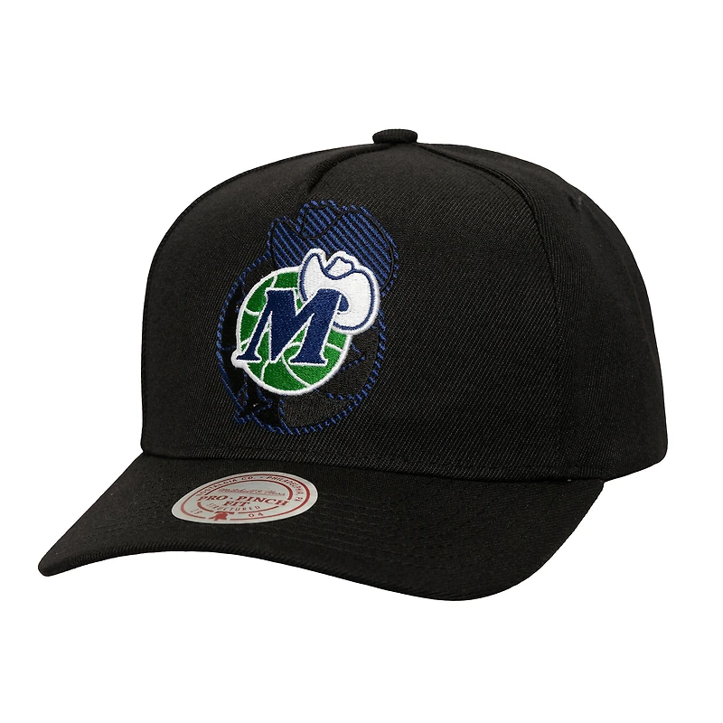 Men's Mitchell & Ness  Black Dallas Mavericks Tilted Pro Pinch Adjustable Hat
