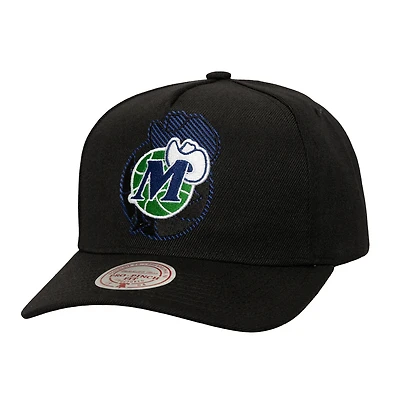 Men's Mitchell & Ness  Black Dallas Mavericks Tilted Pro Pinch Adjustable Hat