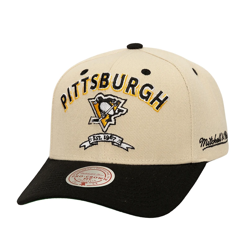 Men's Mitchell & Ness Cream Pittsburgh Penguins Soul Legacy Defined Two-Tone Pro Crown Adjustable Hat