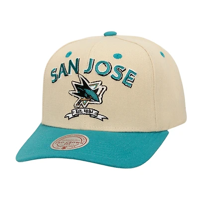 Men's Mitchell & Ness  Cream San Jose Sharks Soul Legacy Defined Two-Tone Pro Crown Adjustable Hat