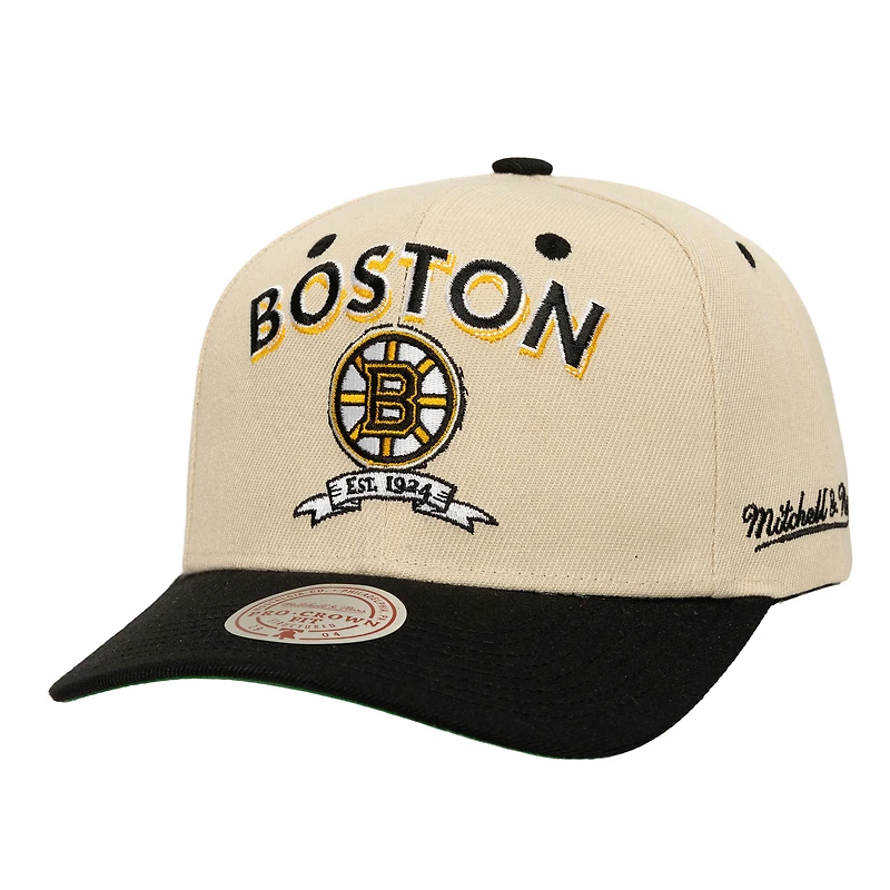 Men's Mitchell & Ness Cream Boston Bruins Soul Legacy Defined Two-Tone Pro Crown Adjustable Hat