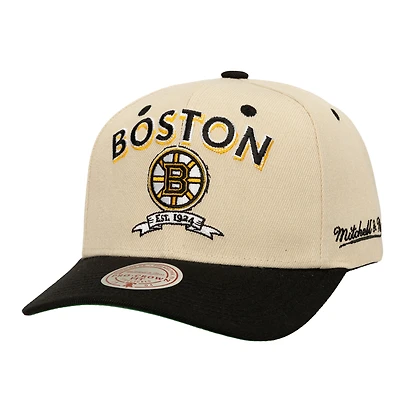 Men's Mitchell & Ness  Cream Boston Bruins Soul Legacy Defined Two-Tone Pro Crown Adjustable Hat