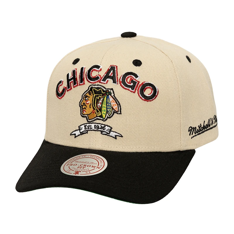 Men's Mitchell & Ness  Cream Chicago Blackhawks Soul Legacy Defined Two-Tone Pro Crown Adjustable Hat