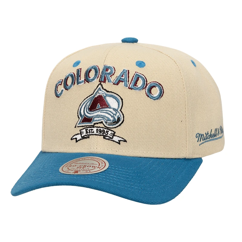 Men's Mitchell & Ness Cream Colorado Avalanche Soul Legacy Defined Two-Tone Pro Crown Adjustable Hat