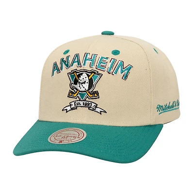 Men's Mitchell & Ness  Cream Anaheim Ducks Soul Legacy Defined Two-Tone Pro Crown Adjustable Hat