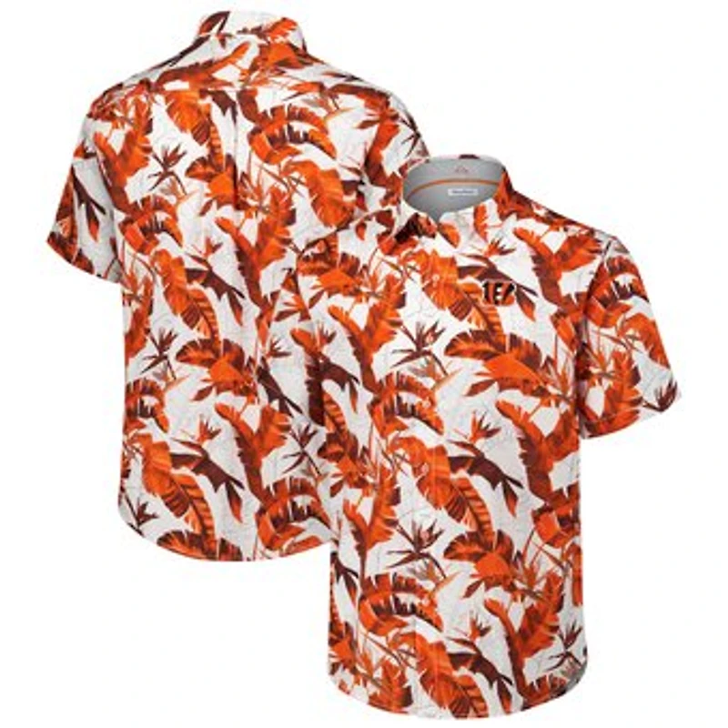 Men's Tommy Bahama Orange Cincinnati Bengals Sunnyvale Blooms Camp Button-Up Shirt