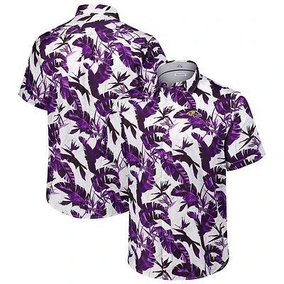 Men's Tommy Bahama Purple Baltimore Ravens Sunnyvale Blooms Camp Button-Up Shirt