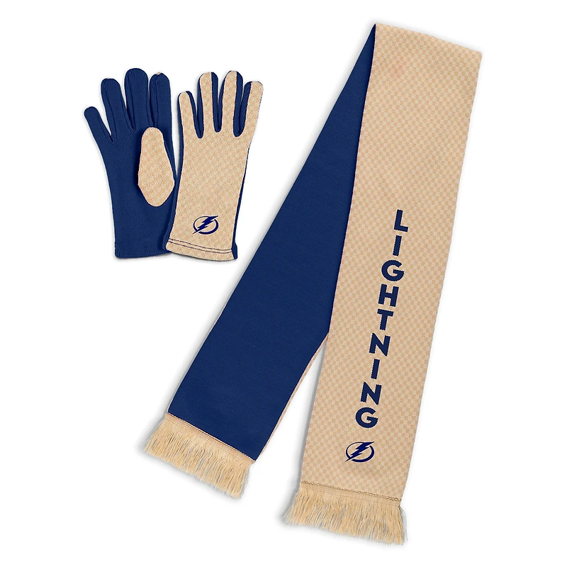 Women's WEAR by Erin Andrews Tampa Bay Lightning Tonal Microcheck Scarf & Glove Set