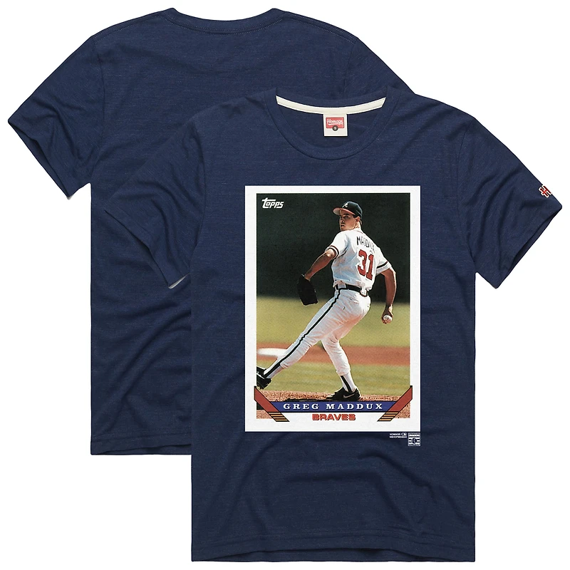 Men's Homage Greg Maddux Navy Atlanta Braves Topps Baseball Card Tri-Blend T-Shirt