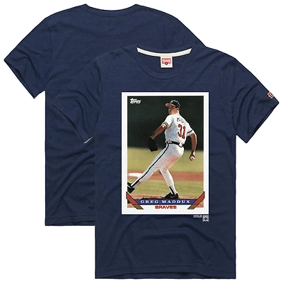 Men's Homage Greg Maddux Navy Atlanta Braves Topps Baseball Card Tri-Blend T-Shirt